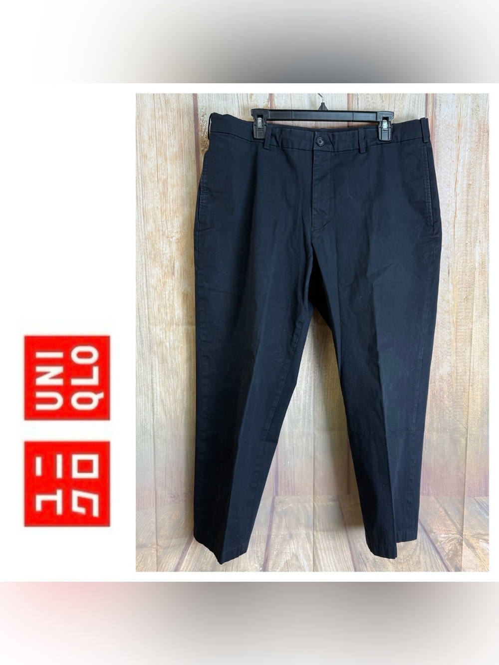 UNIQLO Men’s Black Chinos w/Drawstring Waistband - Straight Trousers size 36x27”